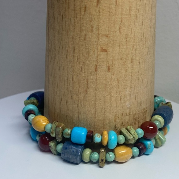 Silpada Rare HTF Sterling Silver 2-Strand Multi-Stone Stretch Bracelet w/Charms - Picture 3 of 16